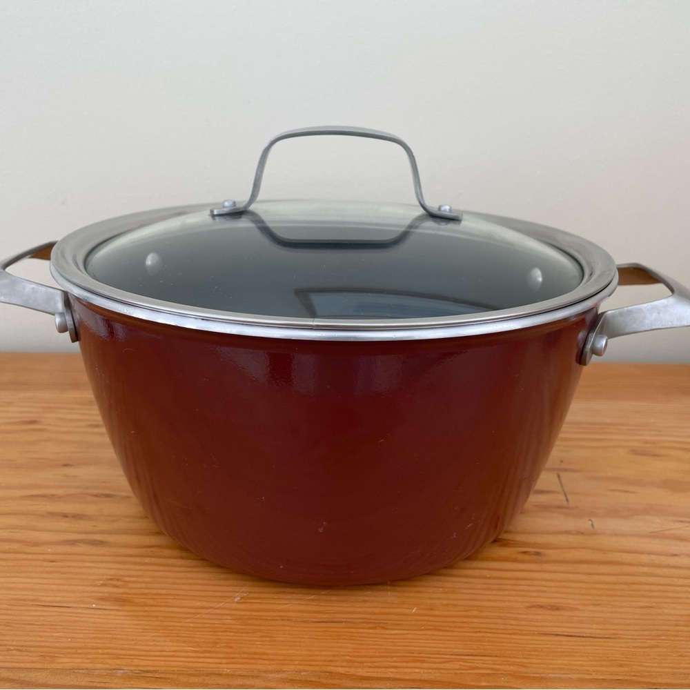 TRAMONTINA 5 QT. NONSTICK PORCELAIN ENAMEL POT W GLASS LID MADE IN U.S.A